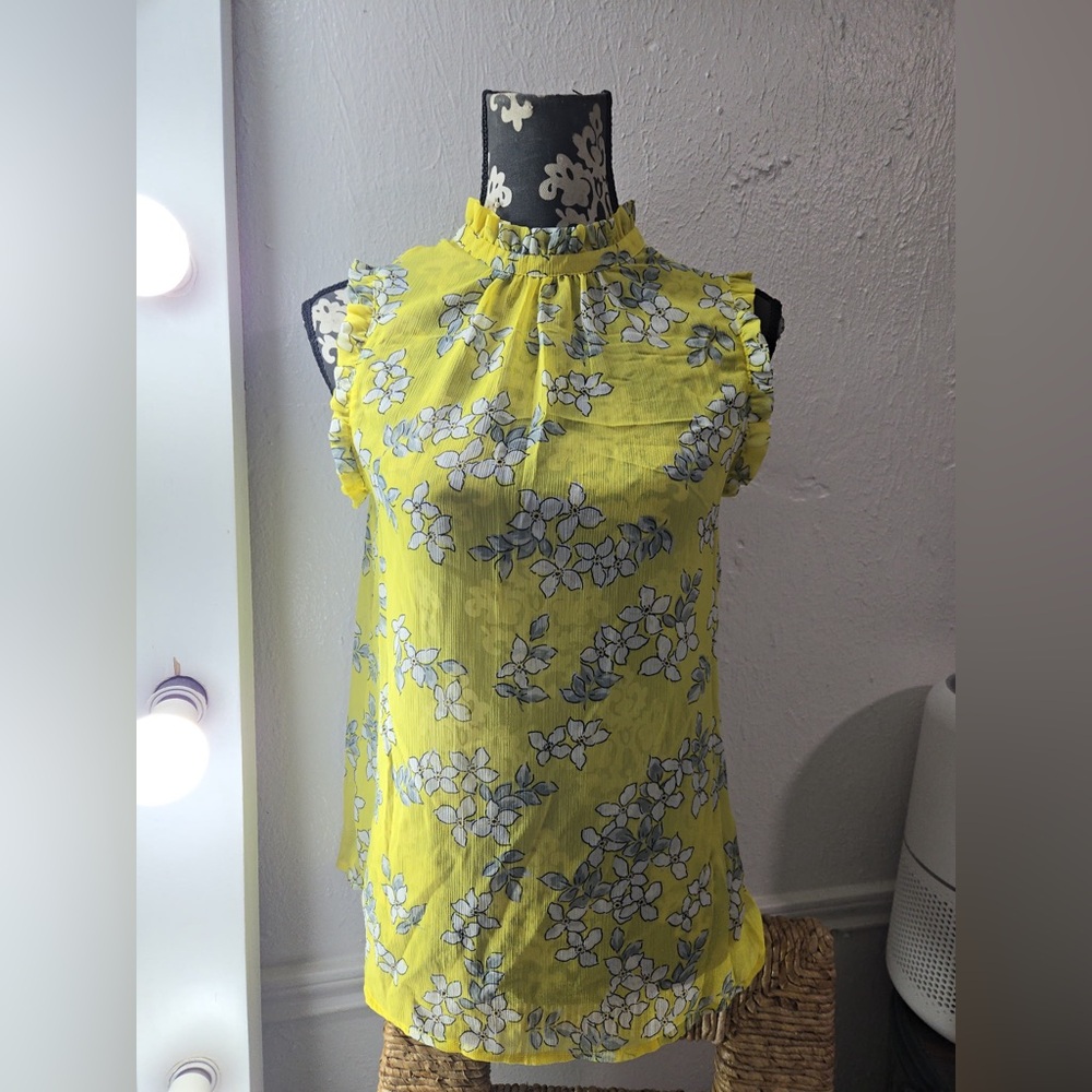 Who What Wear Yellow Floral Blouse